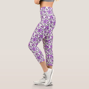 Leggings Capri Joli motif de fleurs violettes