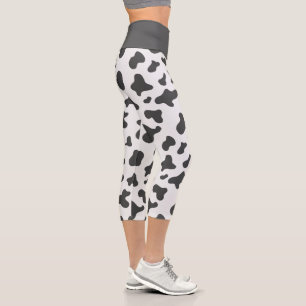 Leggings Capri Joli motif imprimé vache noire et blanche