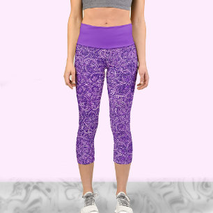 Leggings Capri Joli yoga tendance violet et blanc