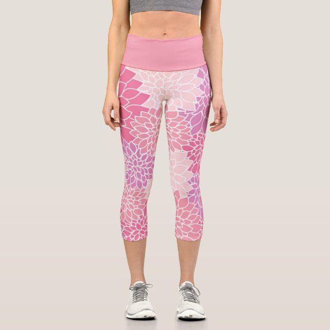 Leggings Capri Jolie Dahlia rose violet Botanique Floral (Recto)