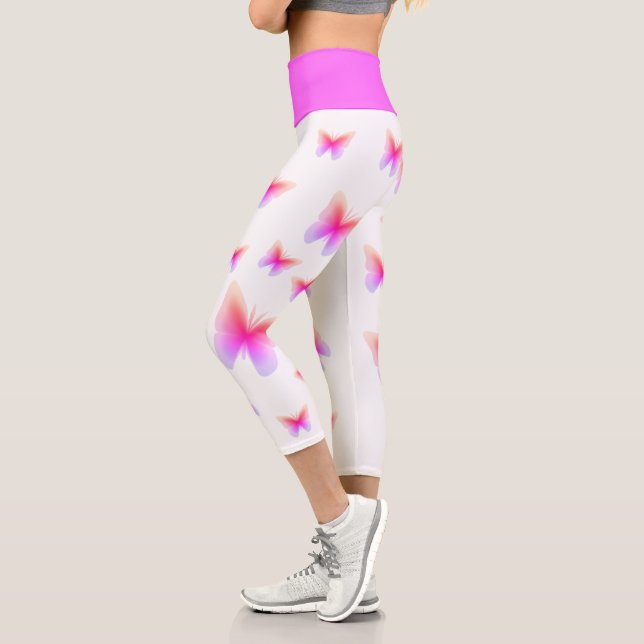 Leggings Capri Jolie impression papillon rose (Gauche)