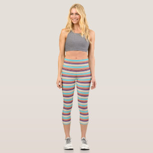 Leggings Capri Jolies rayures bleues marron 