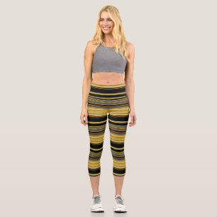 Leggings Capri Jolies rayures noires dorées