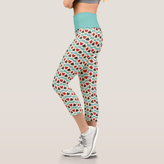 Leggings Capri Jouer Aux Cartes Quartet Sur Aqua (Gauche)
