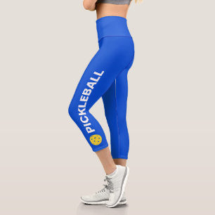 Leggings Capri Joueur de Pickleball Custom High Waising Royal Blu