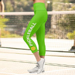Leggings Capri Joueur de Pickleball personnalisé haute taille Neo<br><div class="desc">Allez sur le terrain avec ces leggings capri super mignons avec un pickleball et le mot "PICKLEBALL" mis contre un arrière - plan vert néon. Changez facilement la couleur ! Des leggings confortables et de haute qualité - parfait pour le joueur de pickleball dans votre vie.</div>