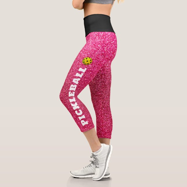 Leggings Capri Joueur de Pickleball Personnalisé Parties scintill (Gauche)
