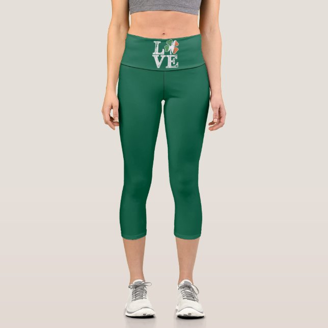 Leggings Capri Jour de la Saint Patrick Love Lucky Shamrock irlan (Recto)