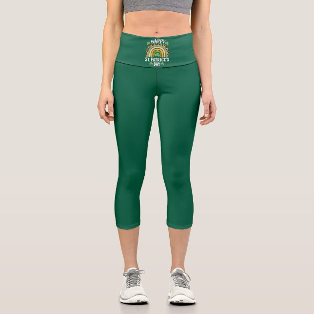Leggings Capri Joyeuse Saint Patrick journée Arc-en-ciel Trèfle  (Recto)