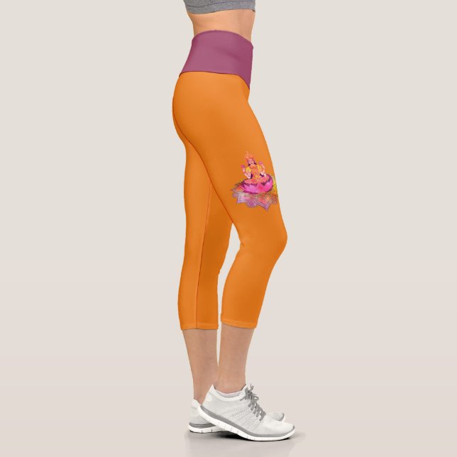 Leggings Capri Joyeux Diwali - Deepalavi déesse Lakshmi 4 (Droite)
