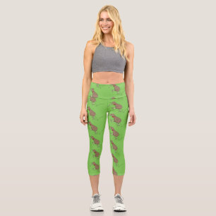 Leggings Capri Joyeux kiwi de saut avec dessin de cravate arc