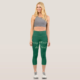 Leggings Capri Joyeux Noël vert plaine solo arrière - plan vacanc