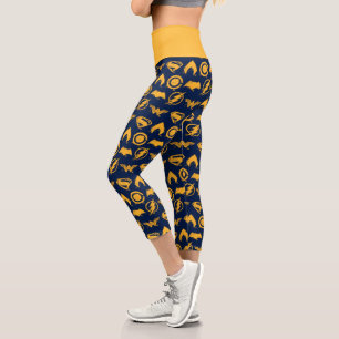 Leggings Capri Justice League   Stylized Team Symbols Lineup