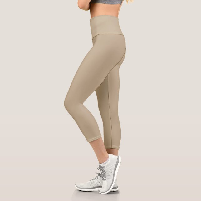 Leggings Capri Khaki yoga féminin  (Gauche)