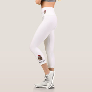 Leggings Capri Kiwi à Noël mignon avec chapeau rouge de Père Noël