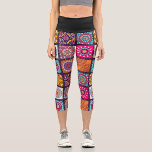 Leggings Capri L'art coloré et funky motif marocain