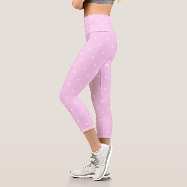 Leggings Capri Lavande rose avec points blancs (Gauche)