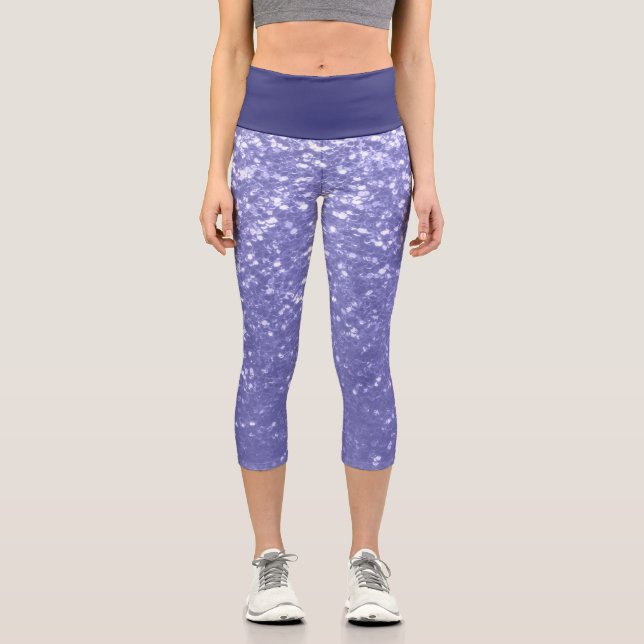 Leggings Capri Lavande violet pétille parties scintillant bling (Recto)