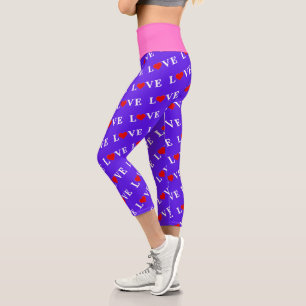 Leggings Capri Lavender Love Heart Moderne Chic Élégant