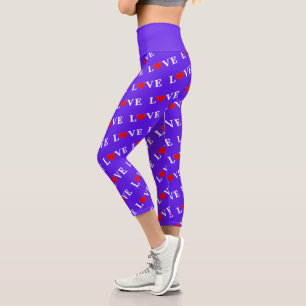 Leggings Capri Lavender Love Heart Moderne Chic Élégant