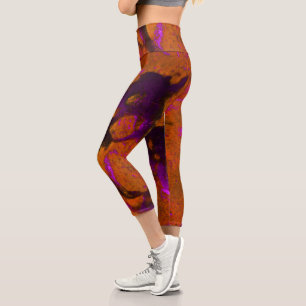 Leggings Capri Le calcaire Abstrait dans les violets et l'orange 