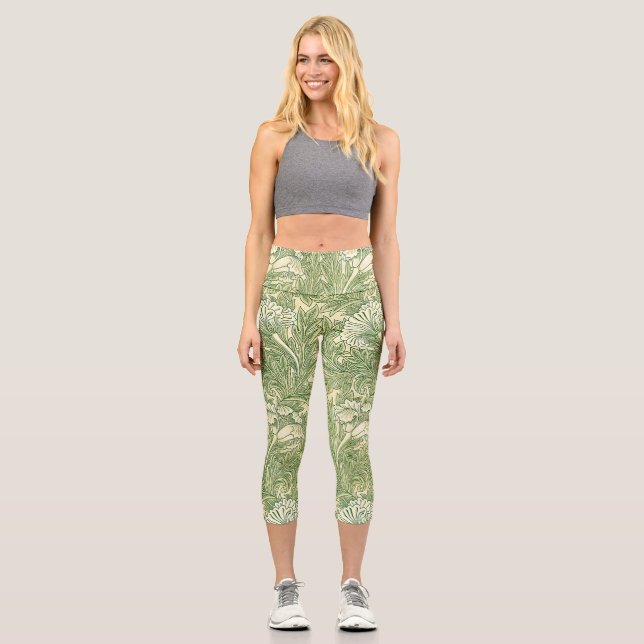 Leggings Capri Le célèbre motif Tulip de William Morris (Recto)