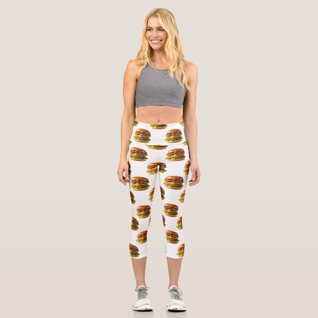 Leggings Capri Le cheeseburger appétissant de SlipperyJoe crousti (Recto)