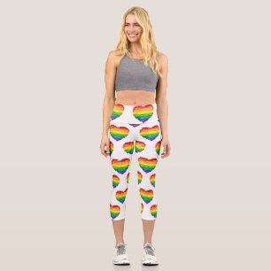 Leggings Capri Le cœur arc-en-ciel de SlipperyJoe griffonné tourb