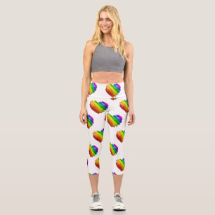 Leggings Capri Le cœur sculptural tridimensionnel de SlipperyJoe