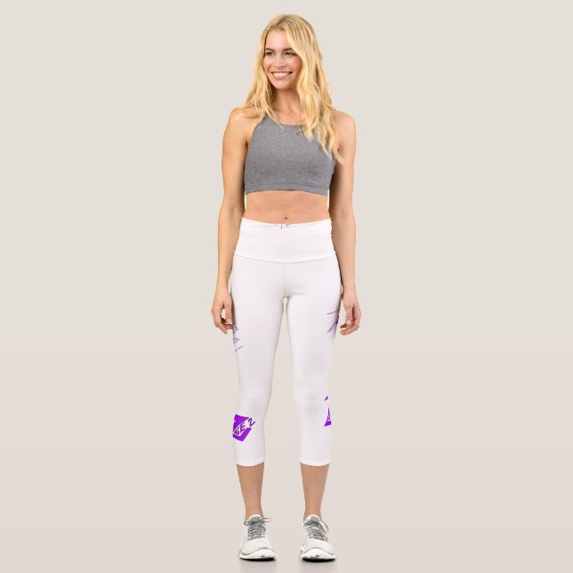 Leggings Capri Légende avec logo art violet (Recto)