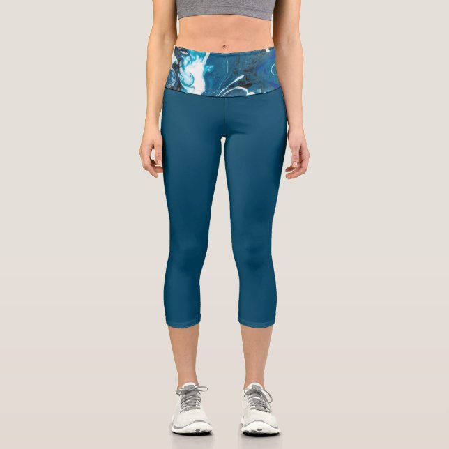 Leggings Capri Légendes Capri Bleues Abstraites Hautes Taille (Recto)