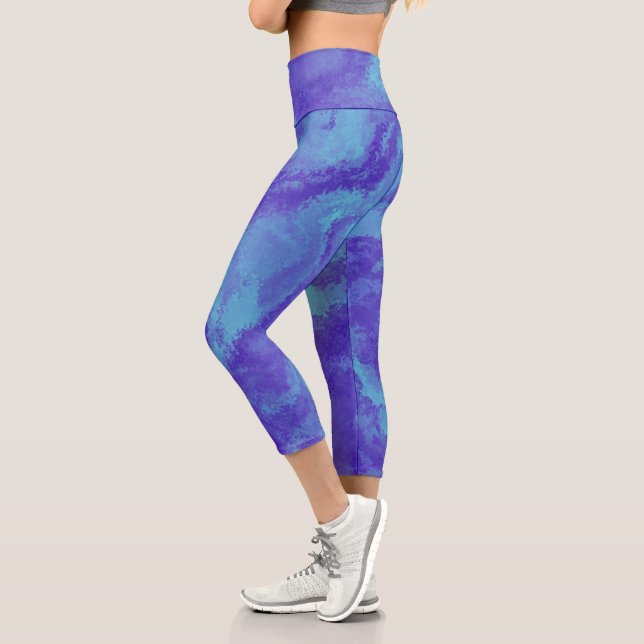 Leggings Capri Légendes Capri Diffusion Bleu Violet Abstrait (Gauche)