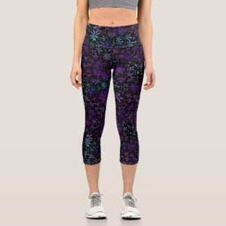 Leggings Capri Légendes de Capri à fleurs violettes et bleues