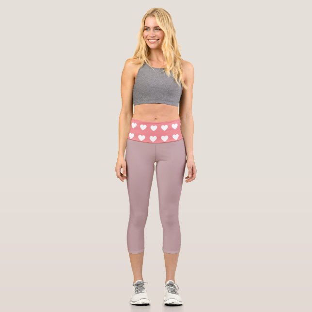 Leggings Capri Légendes de Capri au coeur rose simple (Recto)
