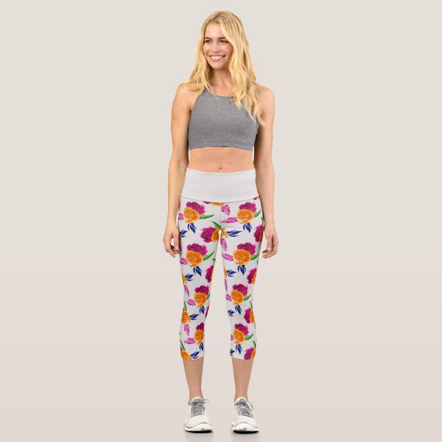 Leggings Capri Légendes de Capri rose et orange (Recto)
