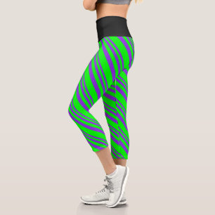 Leggings Capri Légendes de Motif pourpre et lime