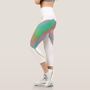 Leggings Capri Légendes d'impression à feuilles d'arbre à poires