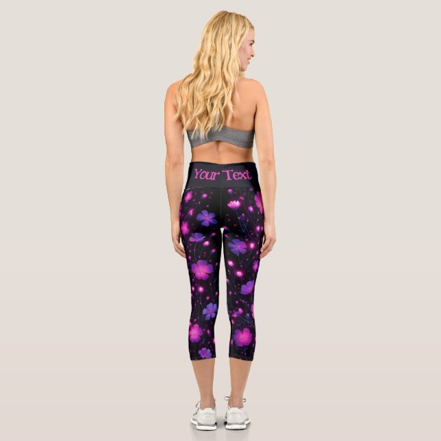 Leggings Capri Légendes personnalisées en fleur radiante (Verso)