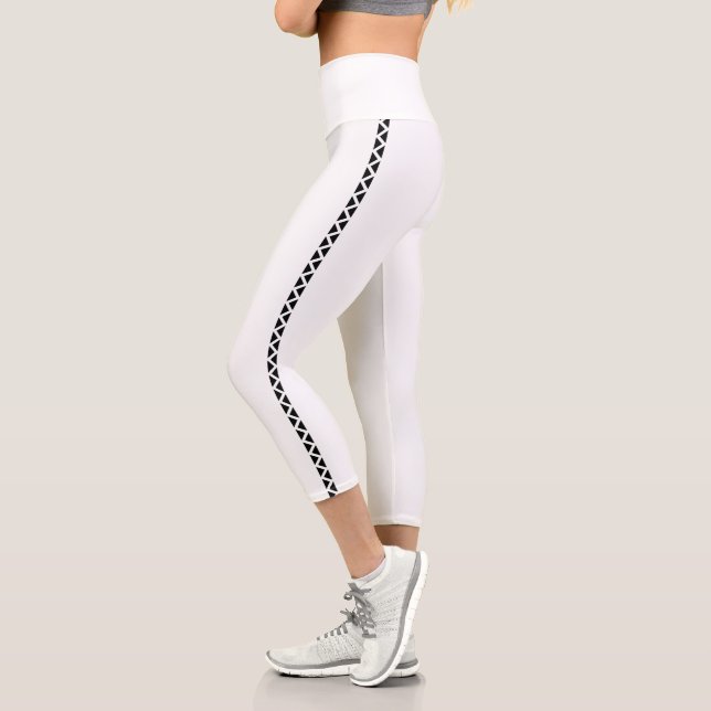 Leggings Capri Legging capri blanc avec rayure latérale noire (Gauche)
