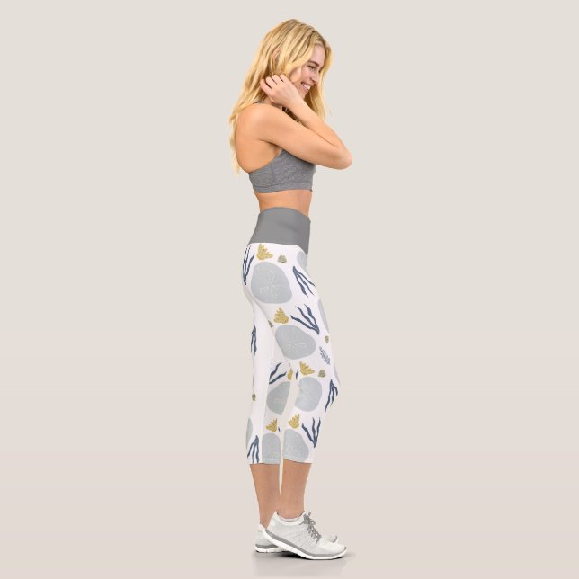 Leggings Capri Legging Capri gris en verdure botanique de plage (Droite)