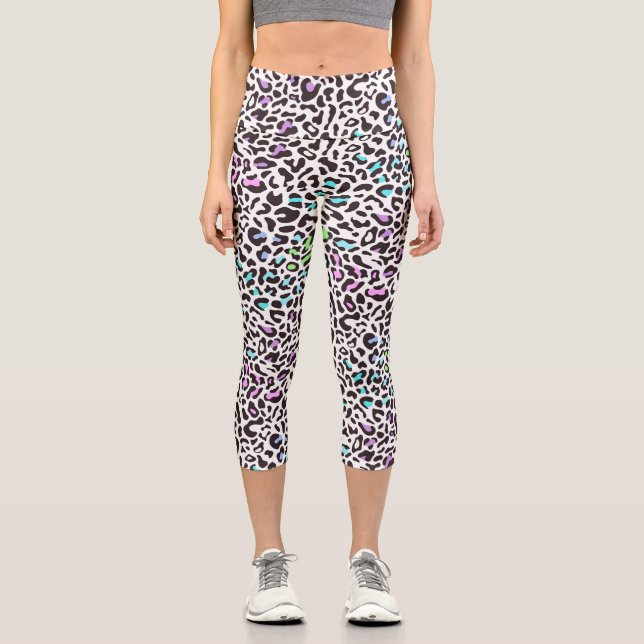 Leggings Capri legging capri imprimé léopard pastel (Recto)