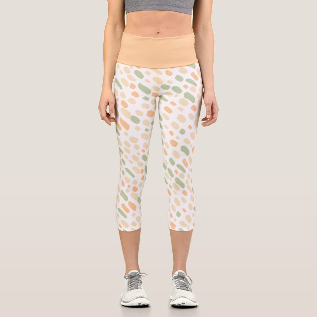 Leggings Capri Legging Capri Peach & Green Organic Pattern (Recto)