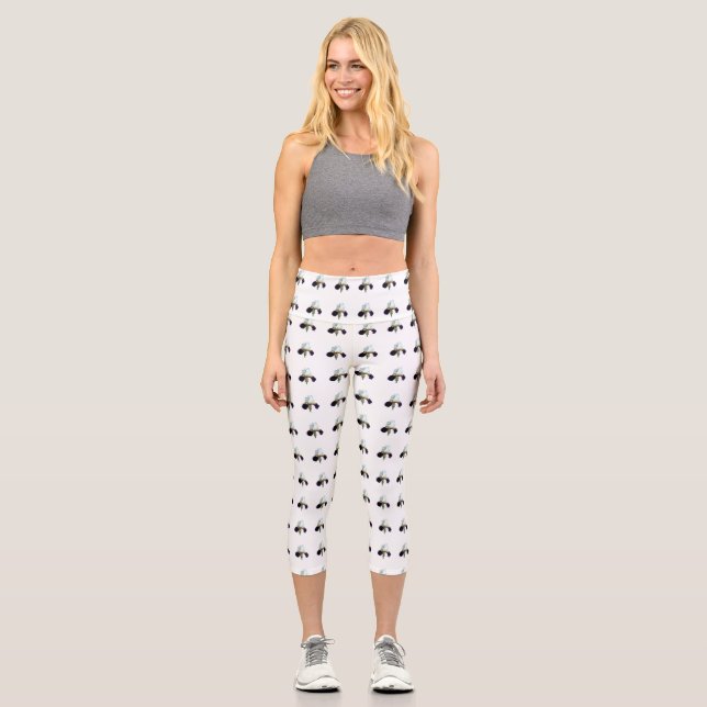 Leggings Capri Legging Capri pour femmes Iris Violet et Blanc (Recto)