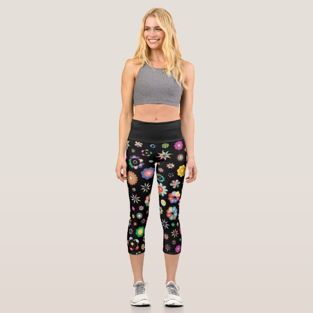 Leggings Capri Legging court multi fleurs (Recto)