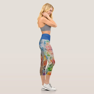 Leggings Capri Legging floral Capri haut taille