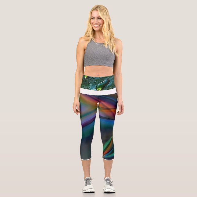 Leggings Capri Legging haut Abstract Digital Network Imprimé (Recto)