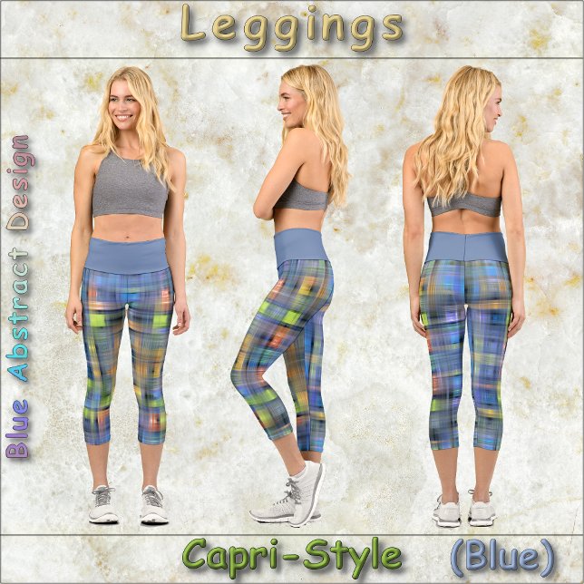 Leggings Capri LÉGUMES DE STYLE CAPRI - Design abstrait bleu (Créateur téléchargé)