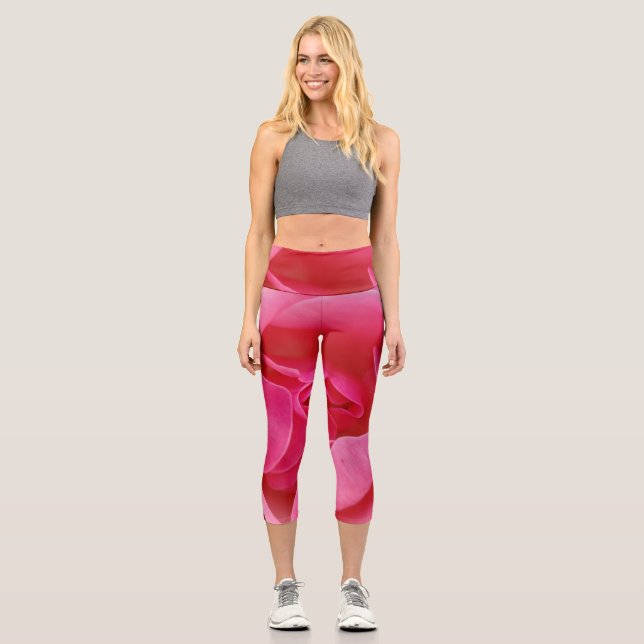 Leggings Capri Légumineuses de capri à fleurs roses (Recto)