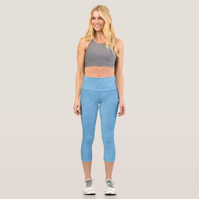 Leggings Capri Légumineuses en daim bleu (sosie) (Recto)