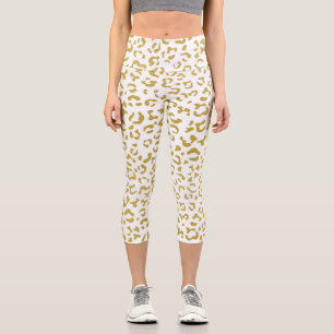 Leggings Capri Leopard d'or, Parties scintillant d'or, Empreinte 